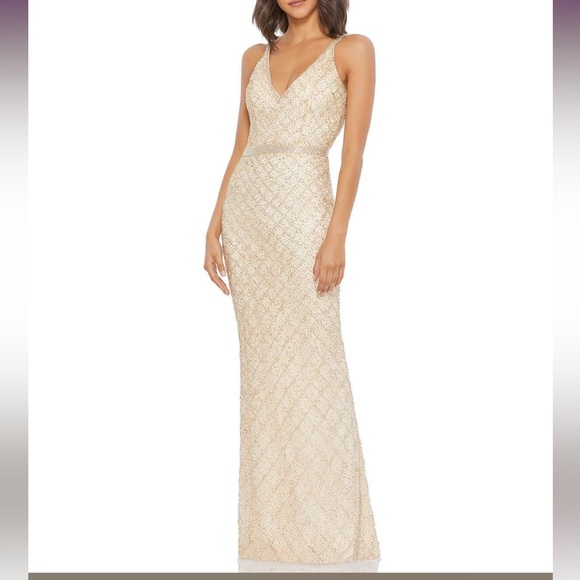 Mac Duggal Dresses & Skirts - Mac Duggal 5374 Lattice Beadwork Strappy Back Dress 0